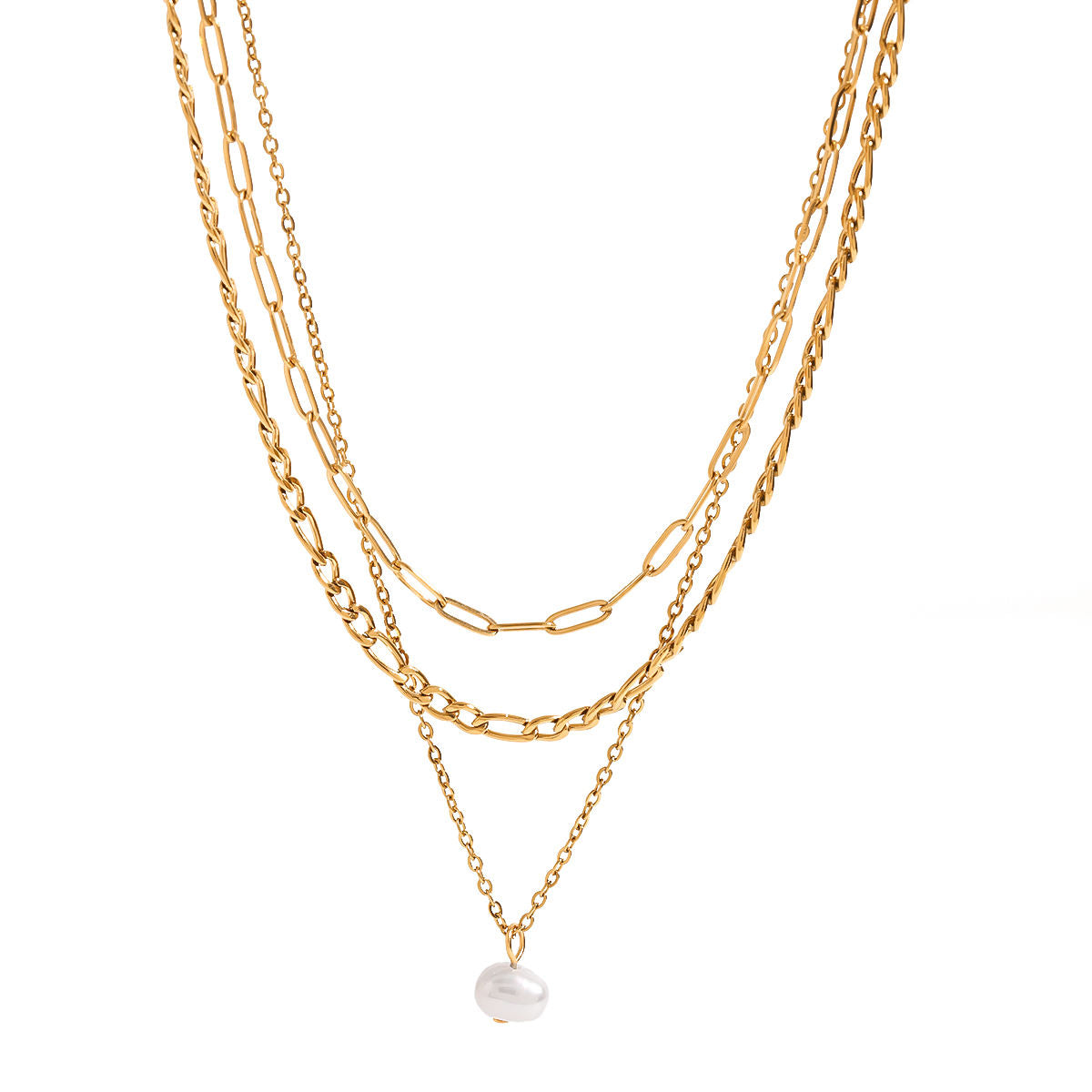 Goldern Layers With Freshwater Pearl