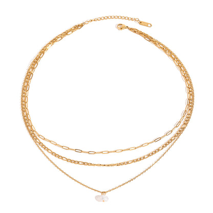 Goldern Layers With Freshwater Pearl