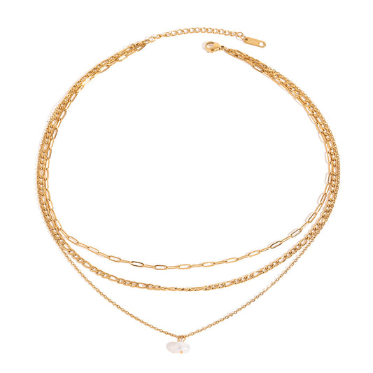 Goldern Layers With Freshwater Pearl